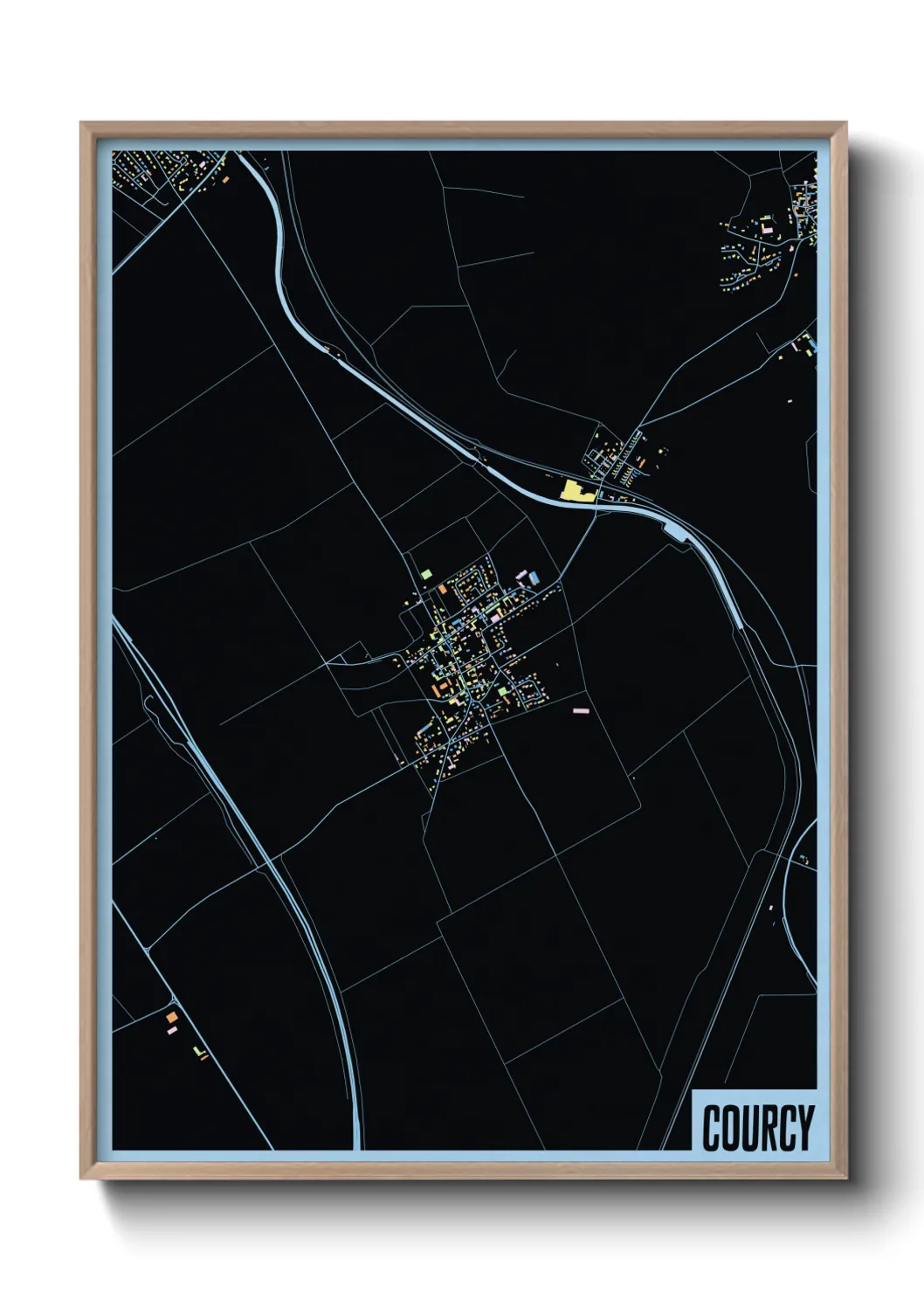 Une affiche de carte sur Courcy