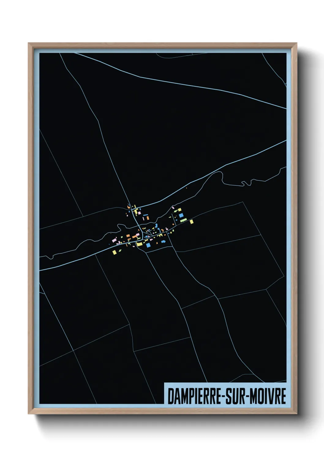 Une affiche de carte sur Dampierre-sur-Moivre