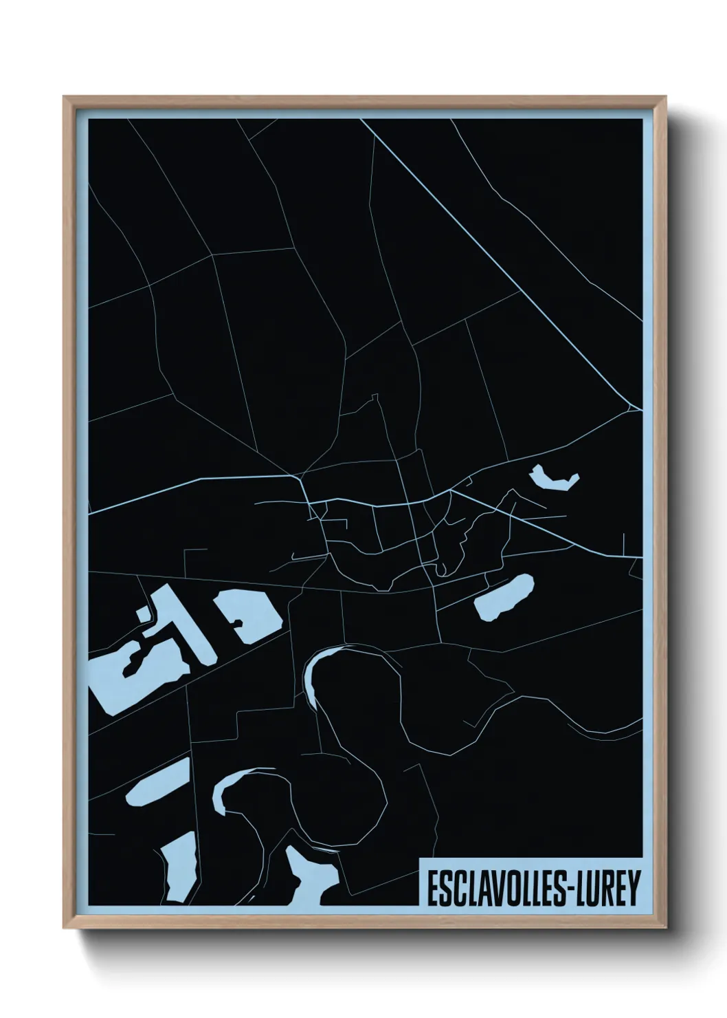 Une affiche de carte sur Esclavolles-Lurey