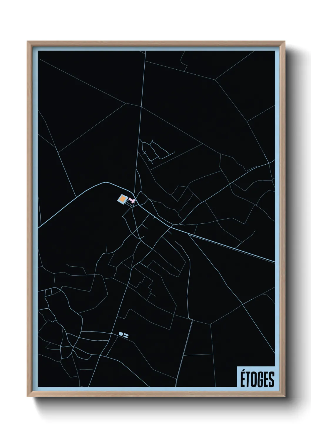 Une affiche de carte sur Étoges