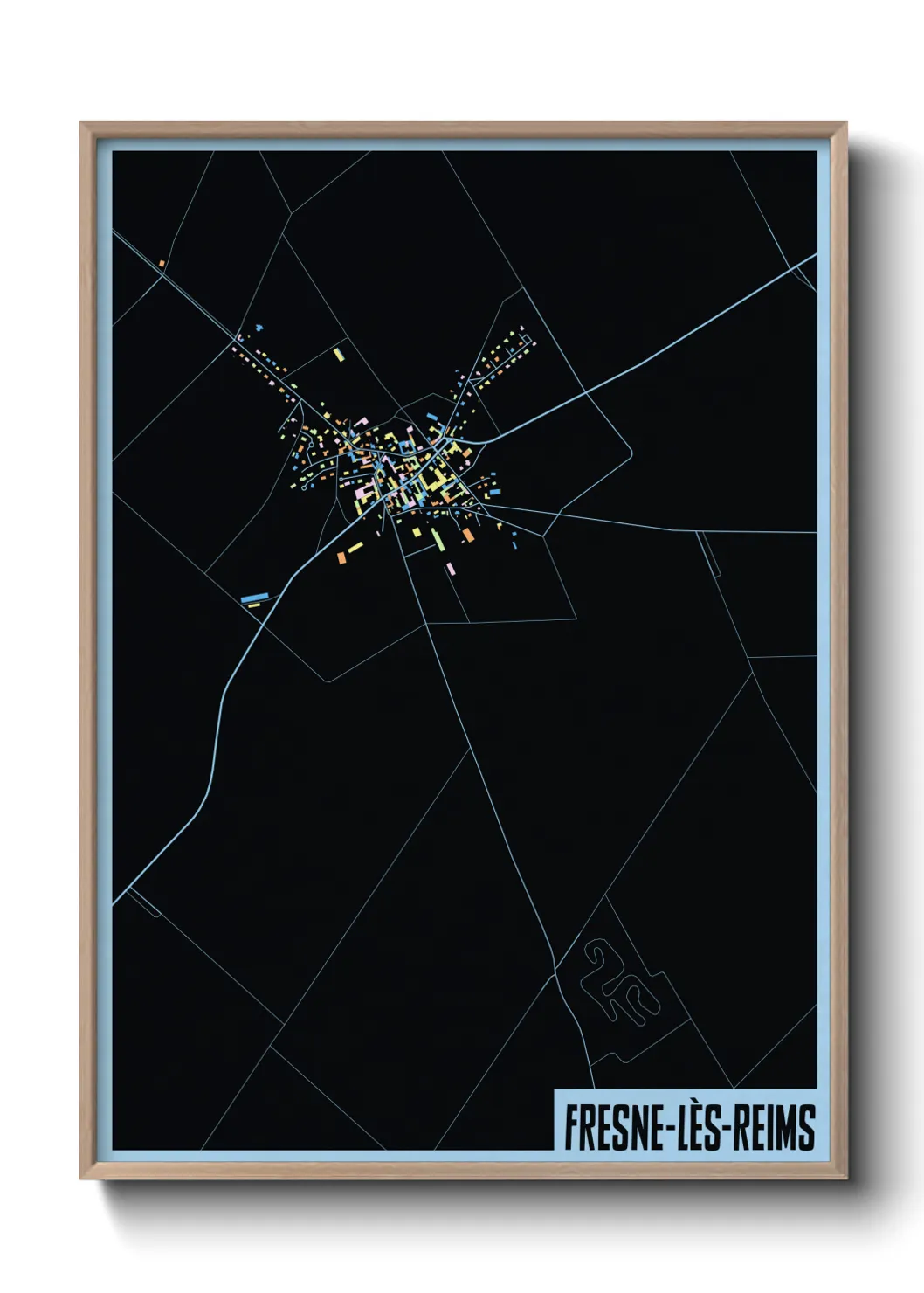 Une affiche de carte sur Fresne-lès-Reims