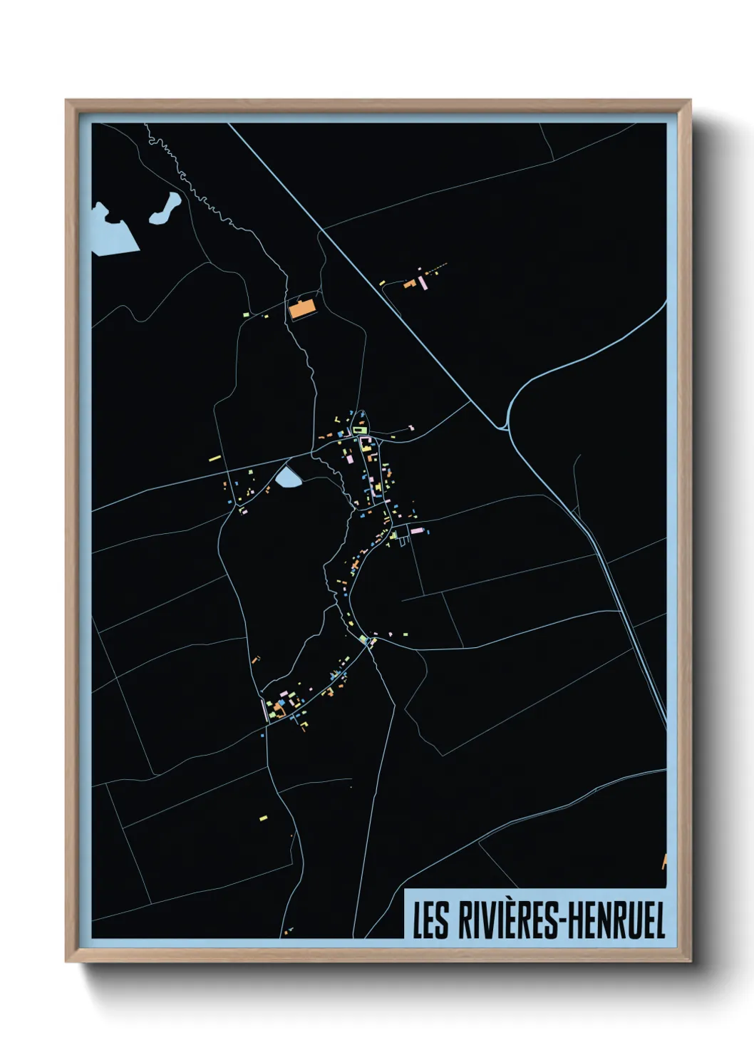 Une affiche de carte sur Les Rivières-Henruel