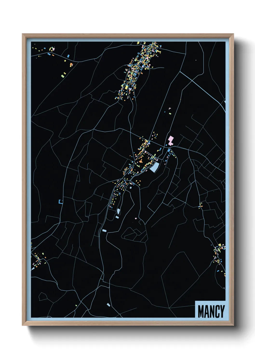 Une affiche de carte sur Mancy