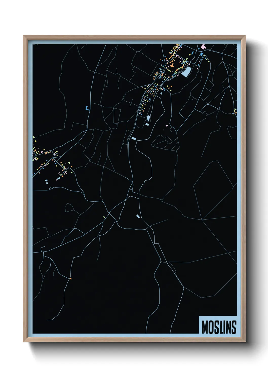 Une affiche de carte sur Moslins