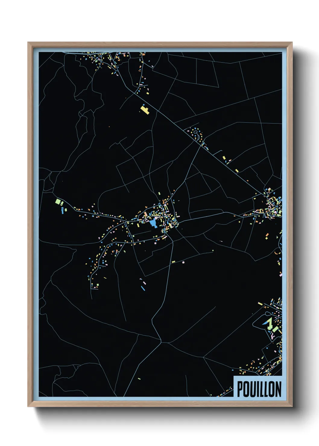 Une affiche de carte sur Pouillon