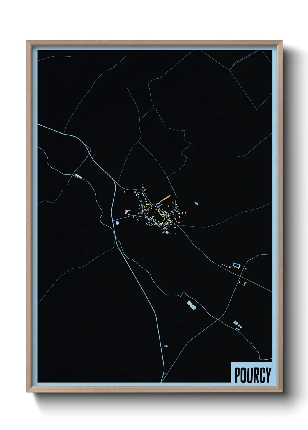 Une affiche de carte sur Pourcy