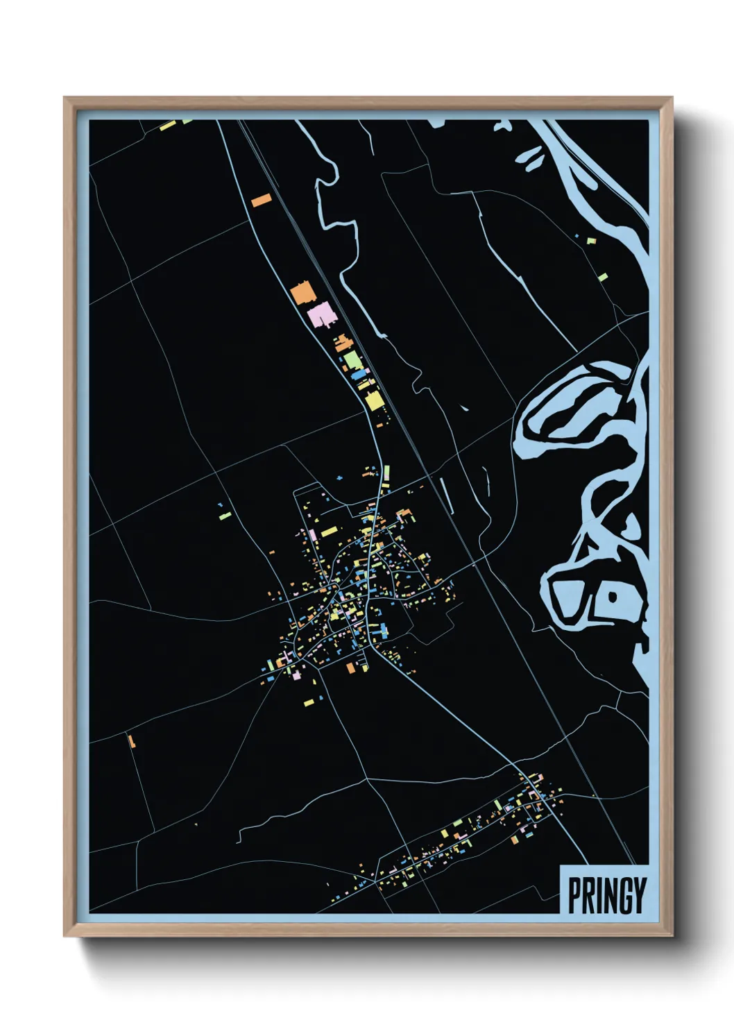 Une affiche de carte sur Pringy