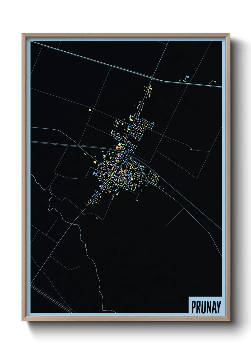 Une affiche de carte sur Prunay