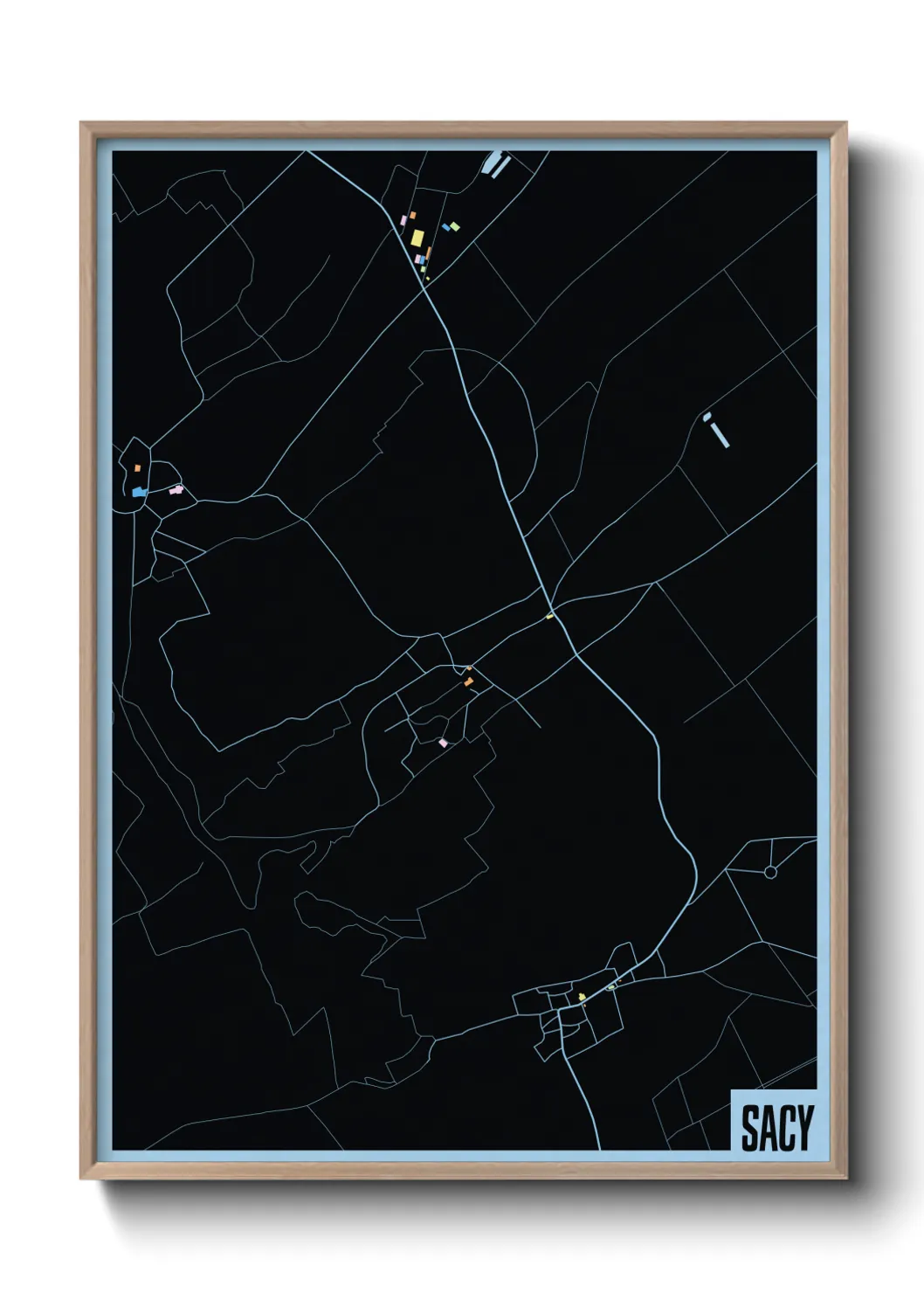 Une affiche de carte sur Sacy