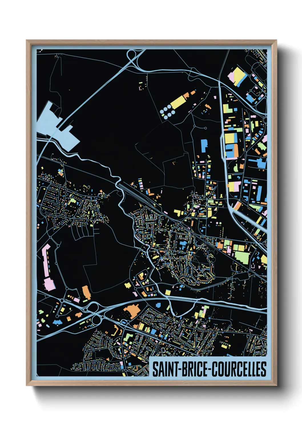 Une affiche de carte sur Saint-Brice-Courcelles