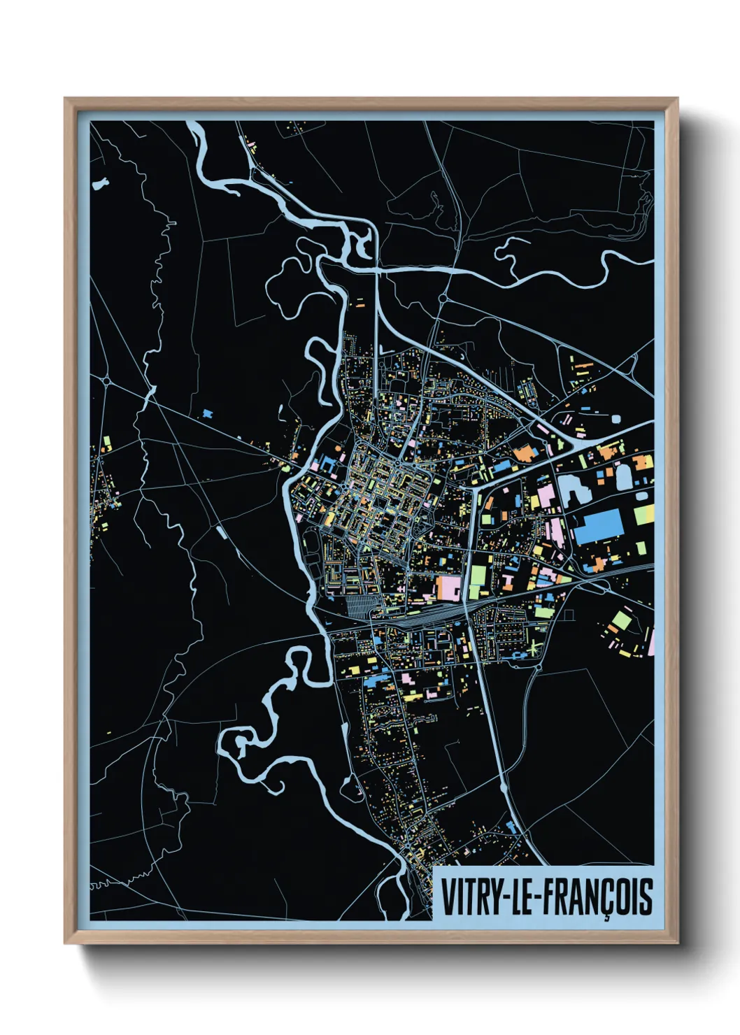 Une affiche de carte sur Vitry-le-François