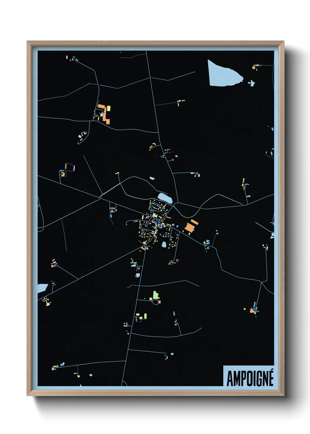 Une affiche de carte sur Ampoigné