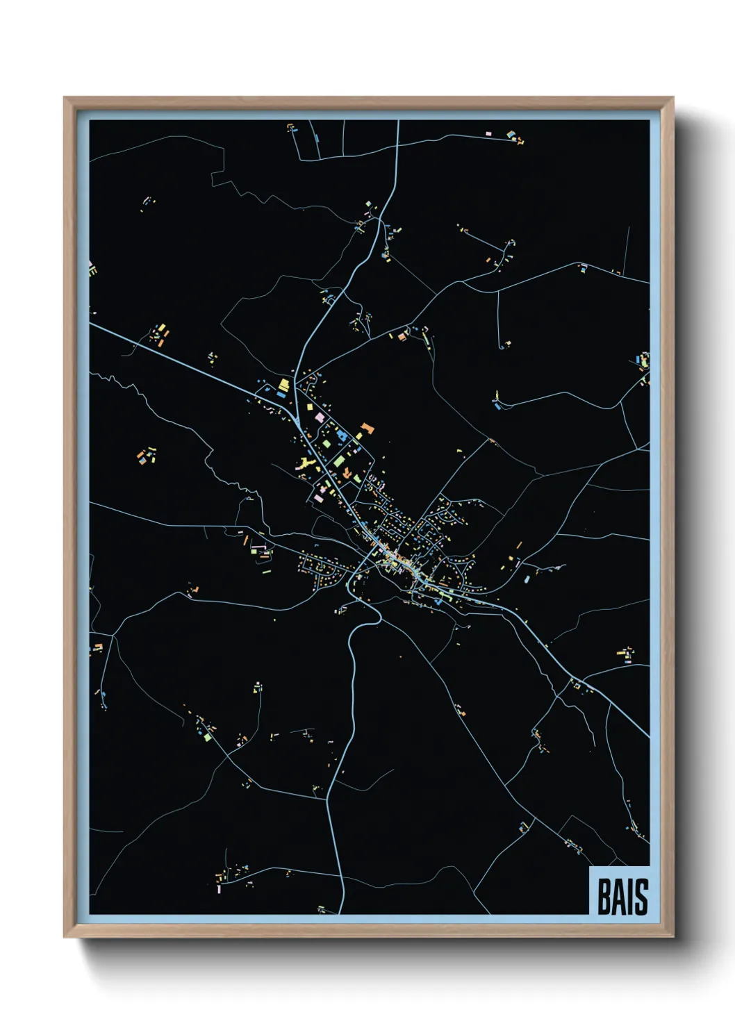 Une affiche de carte sur Bais