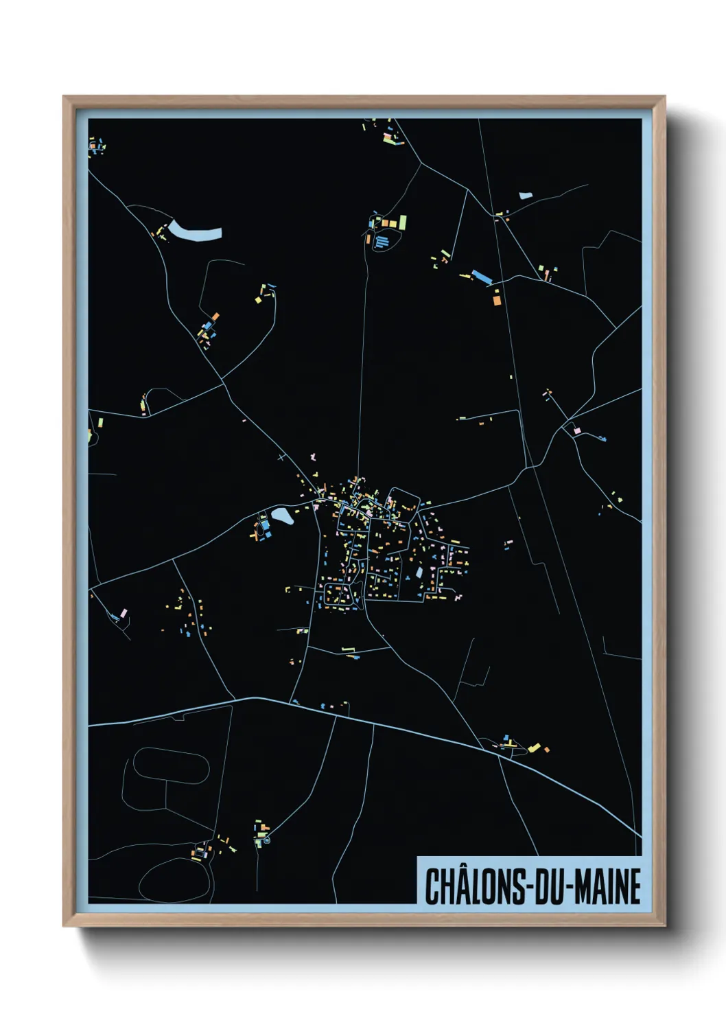 Une affiche de carte sur Châlons-du-Maine