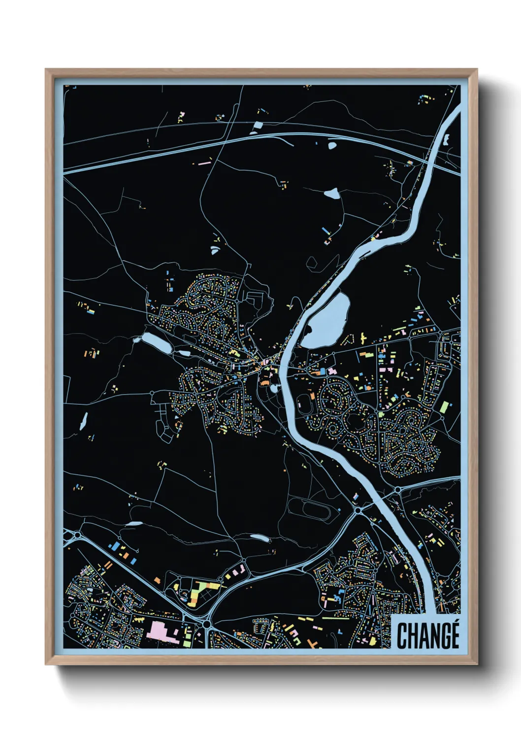 Une affiche de carte sur Changé