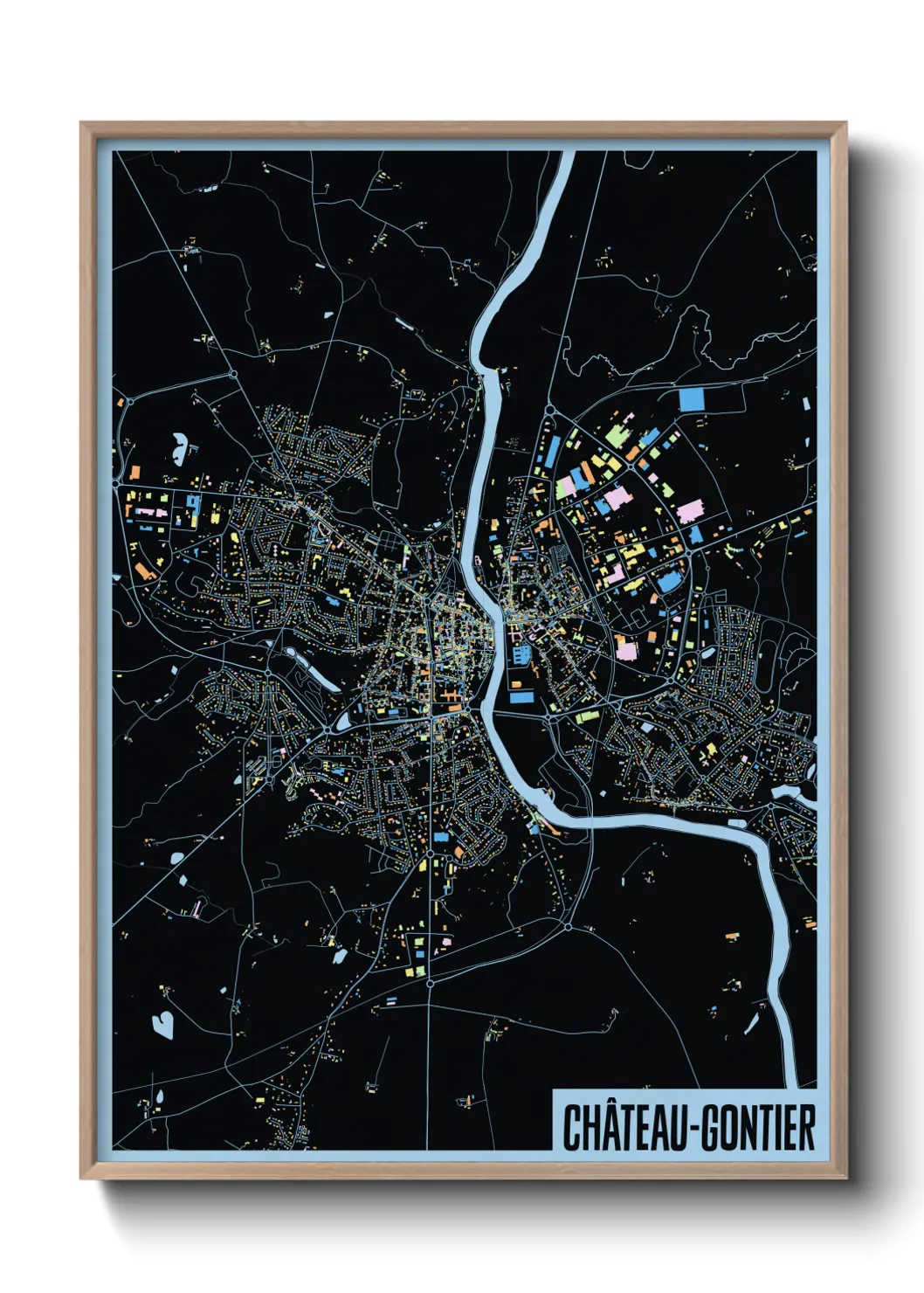 Une affiche de carte sur Château-Gontier