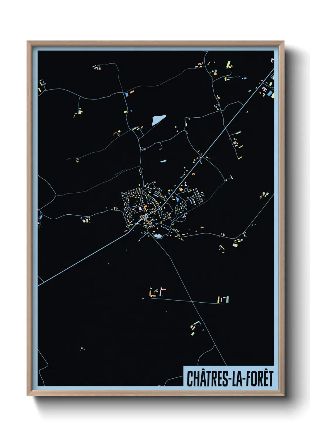 Une affiche de carte sur Châtres-la-Forêt