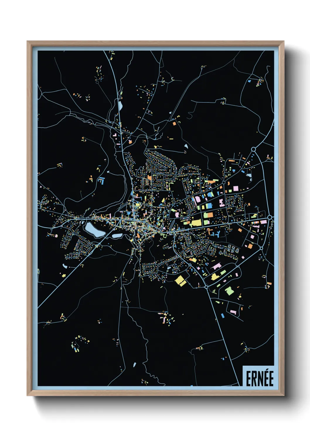 Une affiche de carte sur Ernée