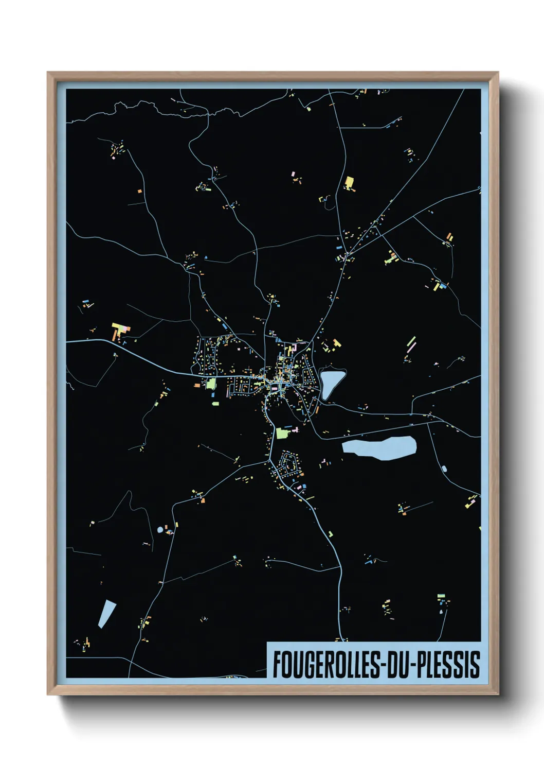 Une affiche de carte sur Fougerolles-du-Plessis