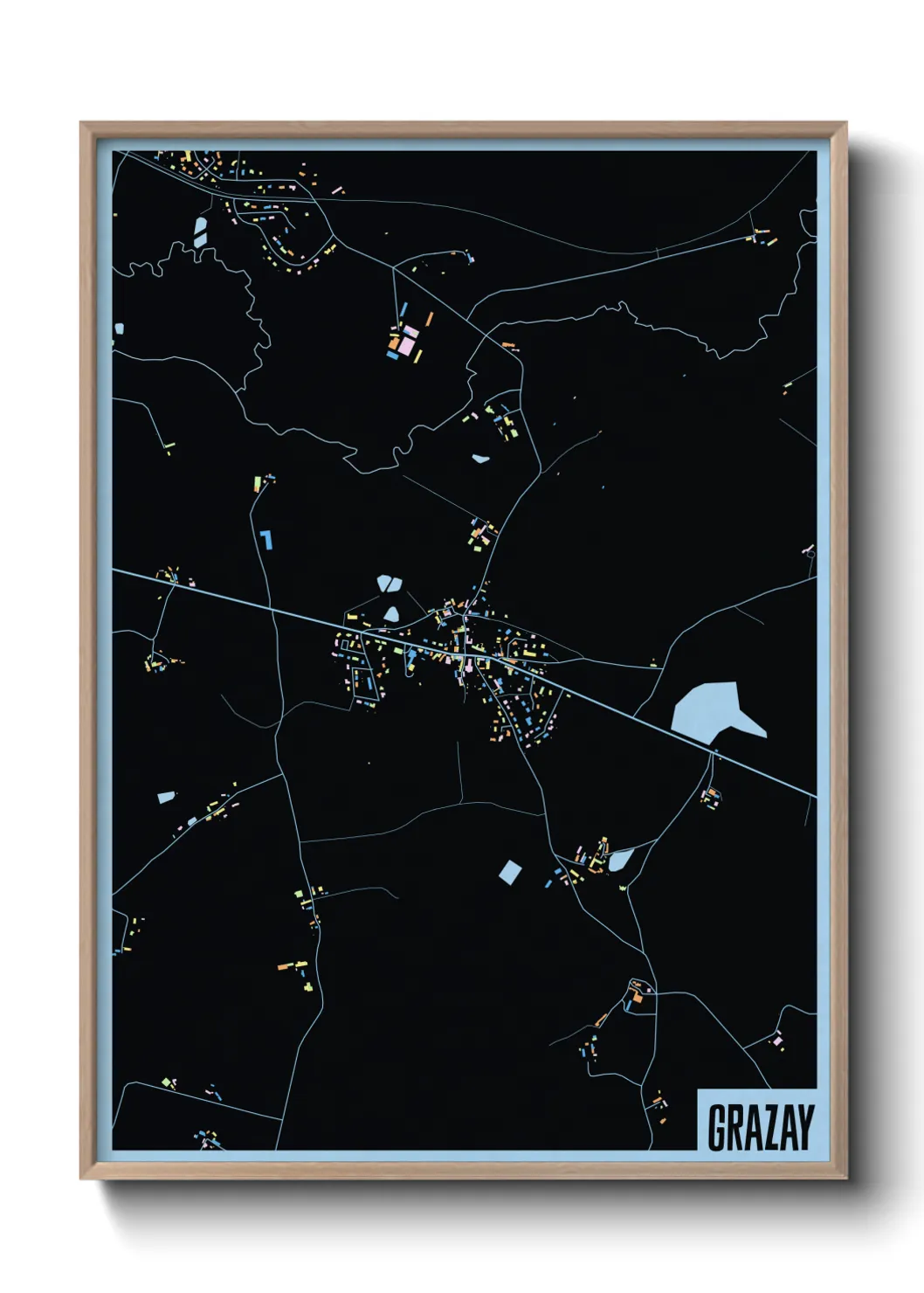 Une affiche de carte sur Grazay