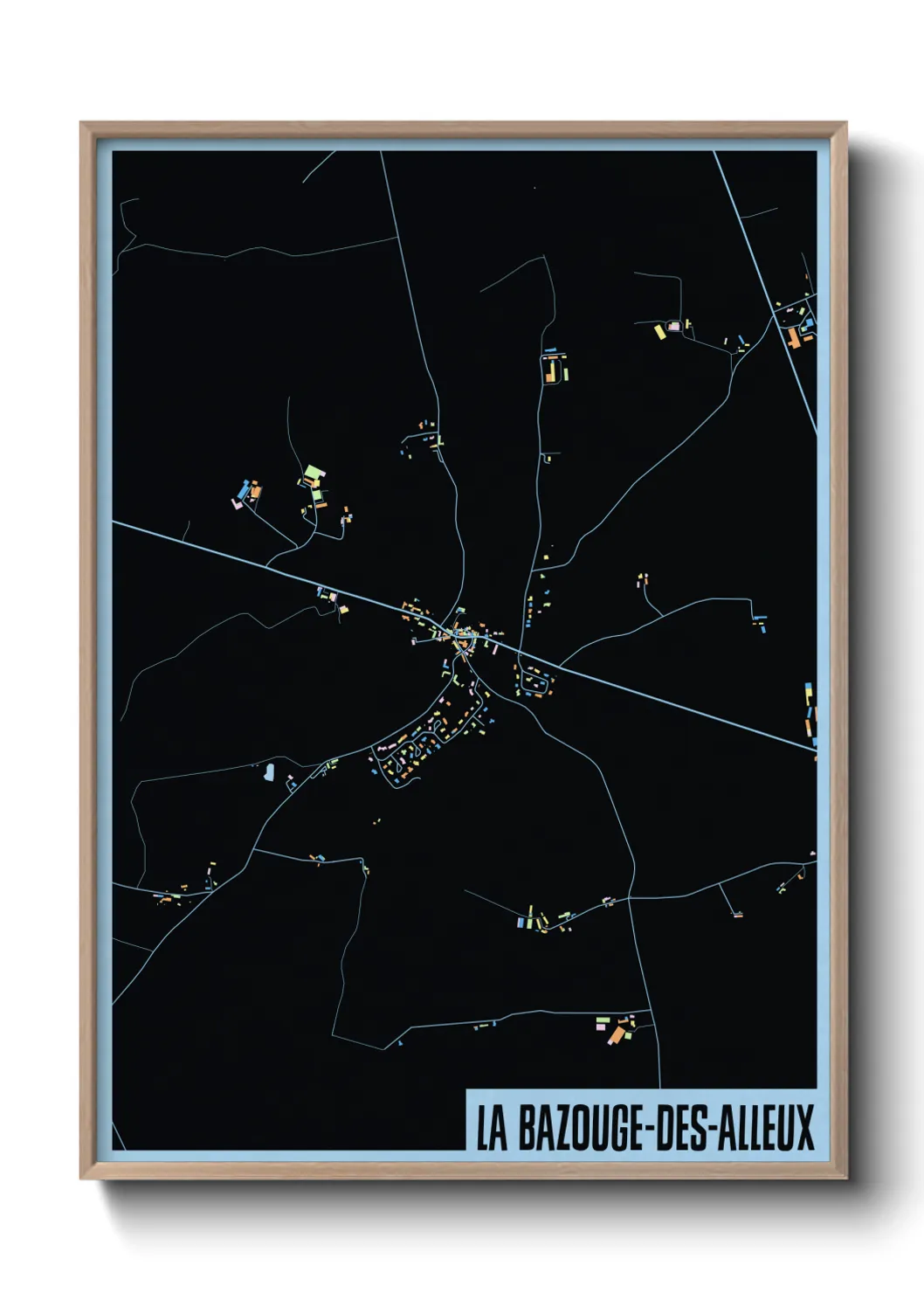 Une affiche de carte sur La Bazouge-des-Alleux