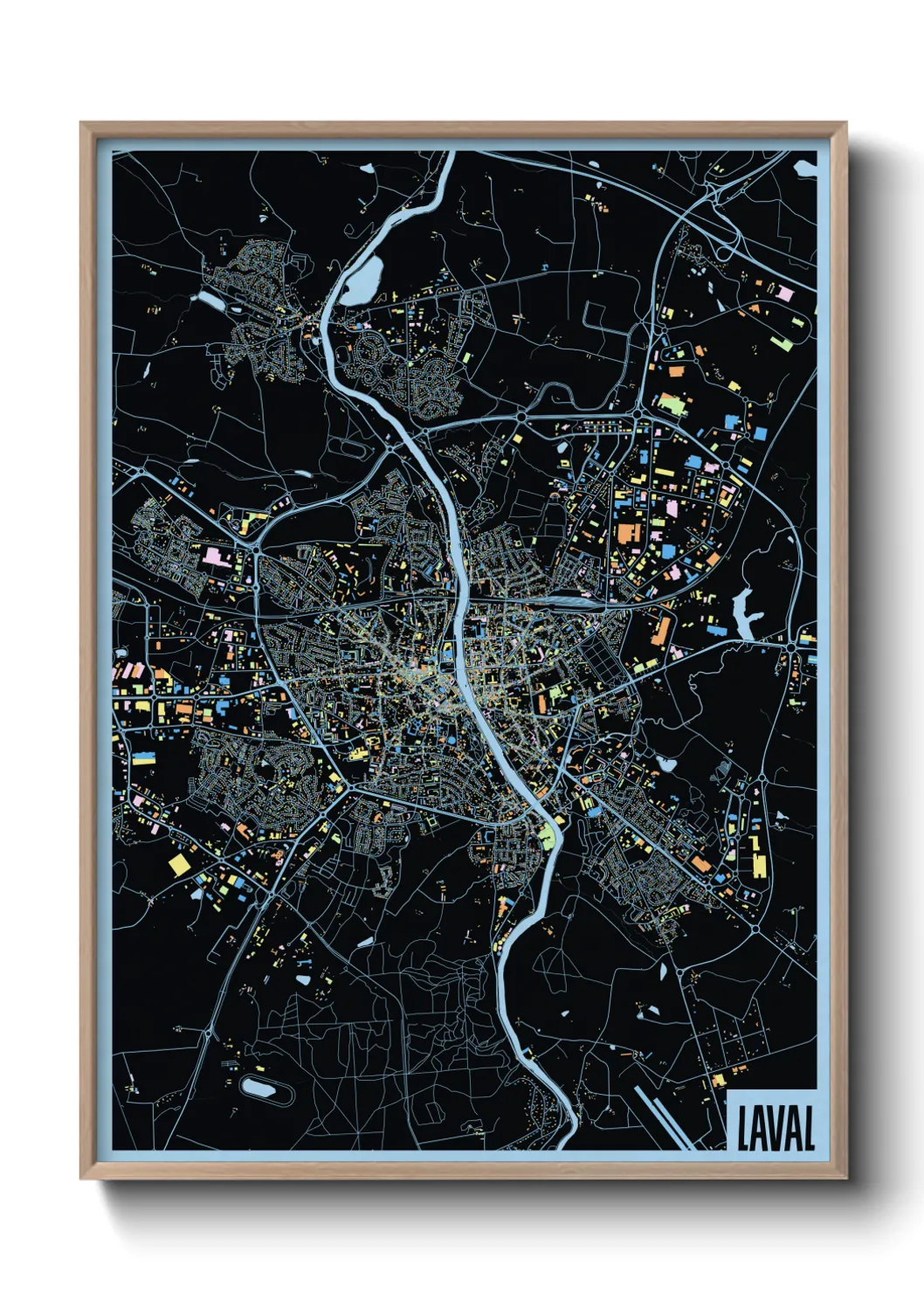 Une affiche de carte sur Laval