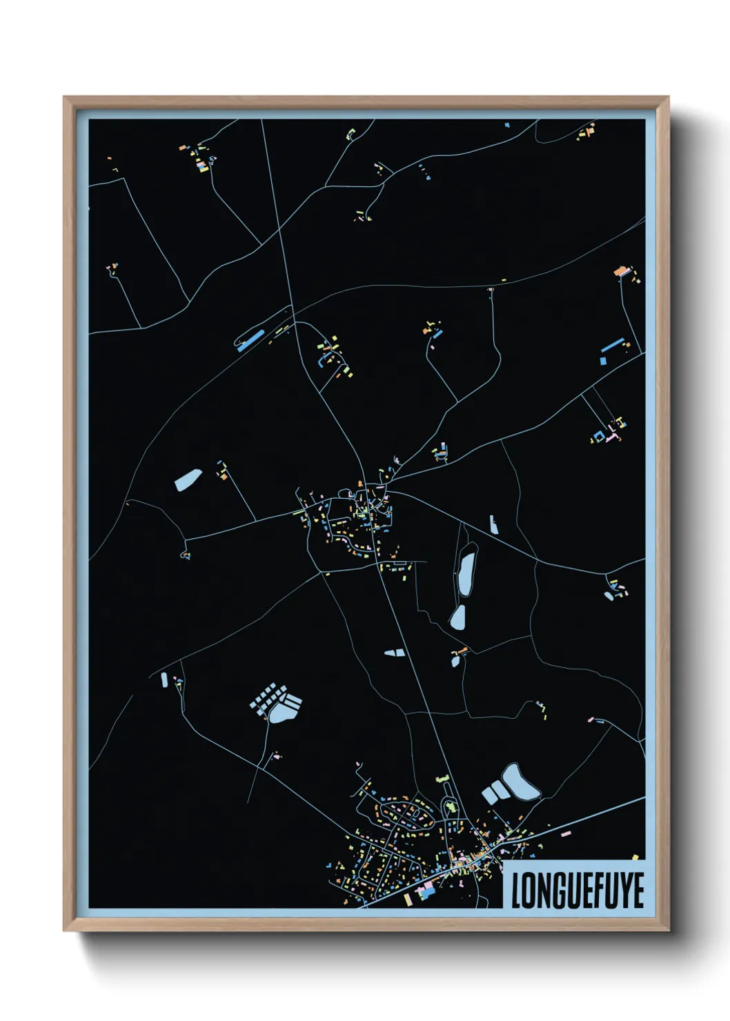 Une affiche de carte sur Longuefuye