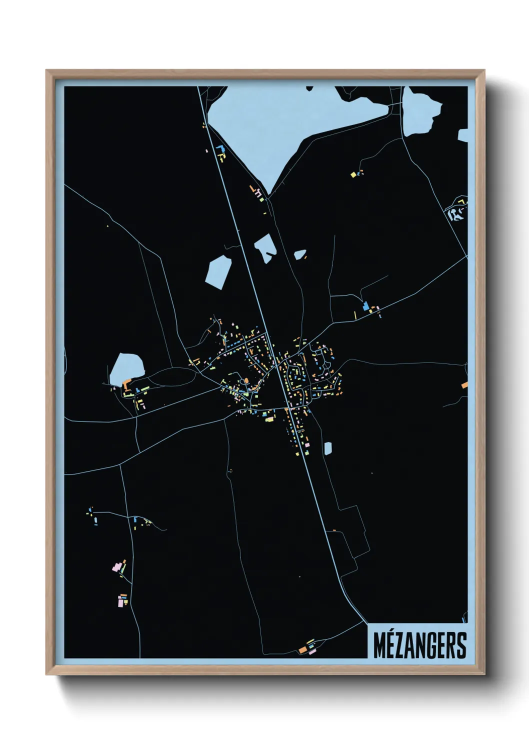 Une affiche de carte sur Mézangers