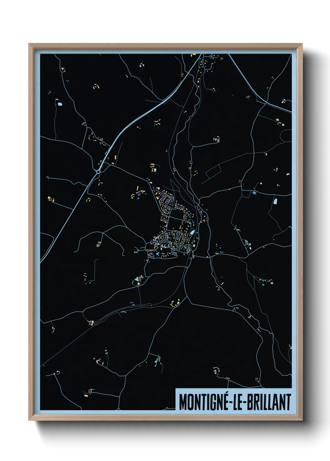 Une affiche de carte sur Montigné-le-Brillant