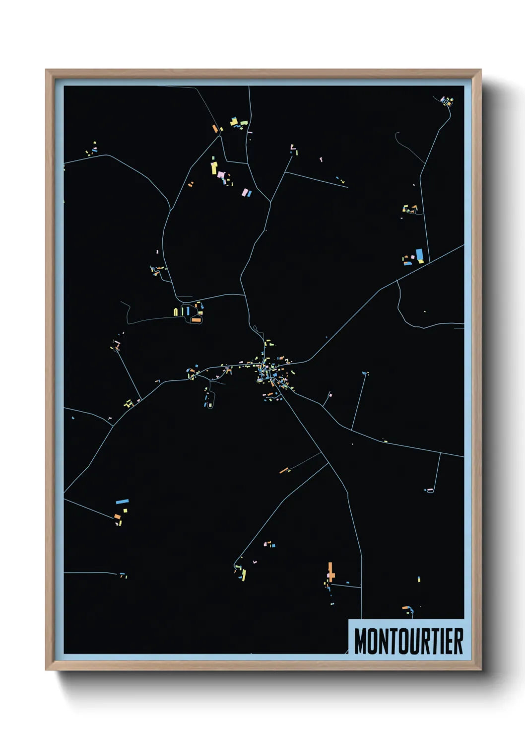 Une affiche de carte sur Montourtier