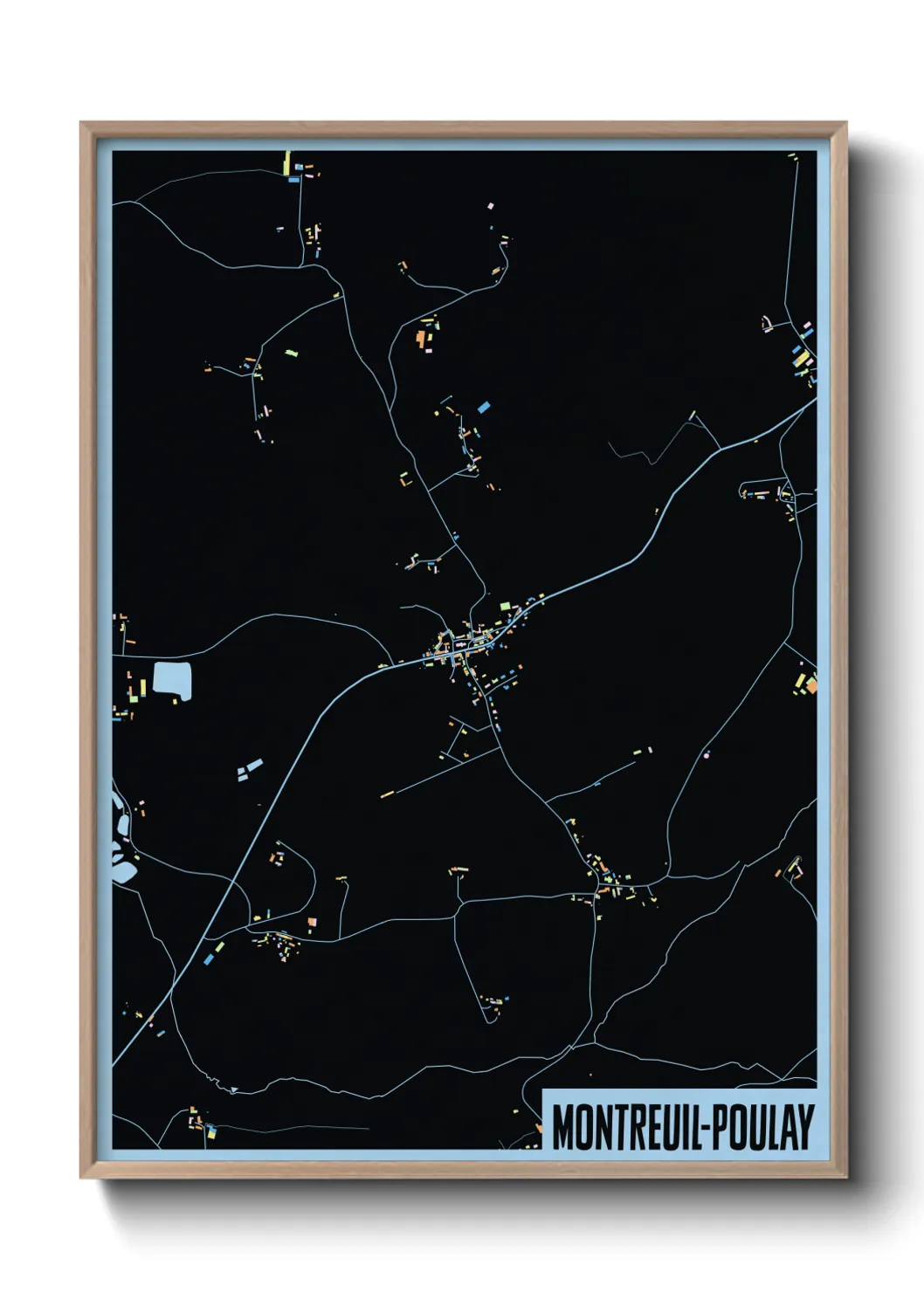 Une affiche de carte sur Montreuil-Poulay