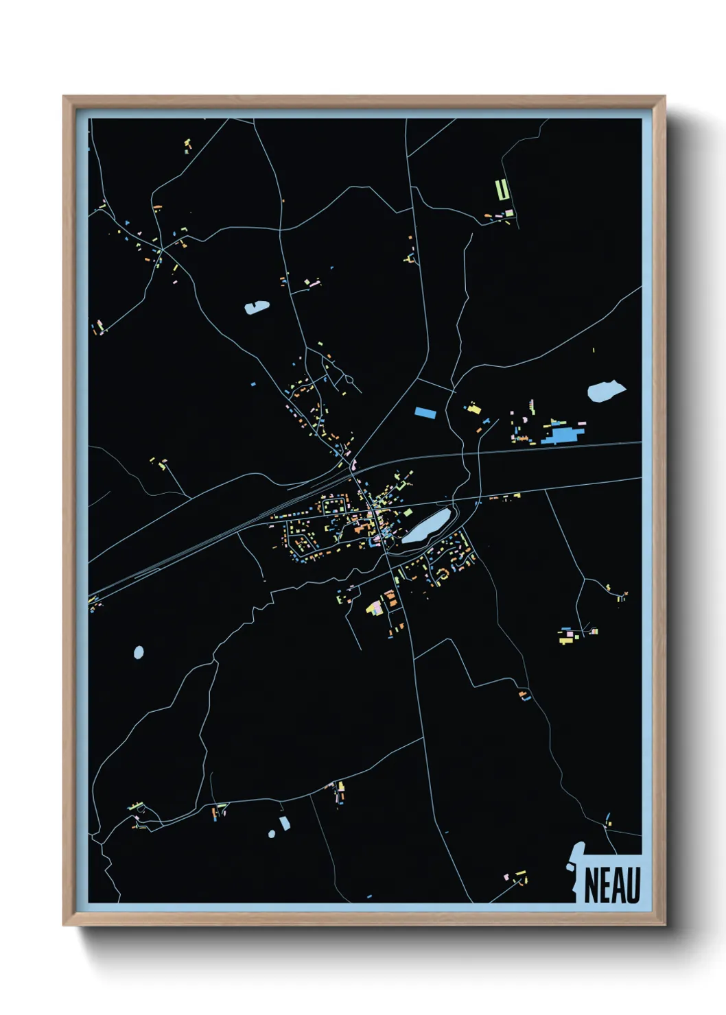 Une affiche de carte sur Neau