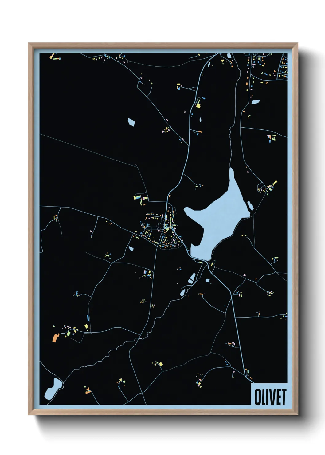 Une affiche de carte sur Olivet