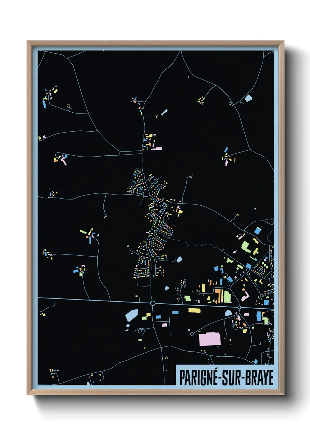 Une affiche de carte sur Parigné-sur-Braye