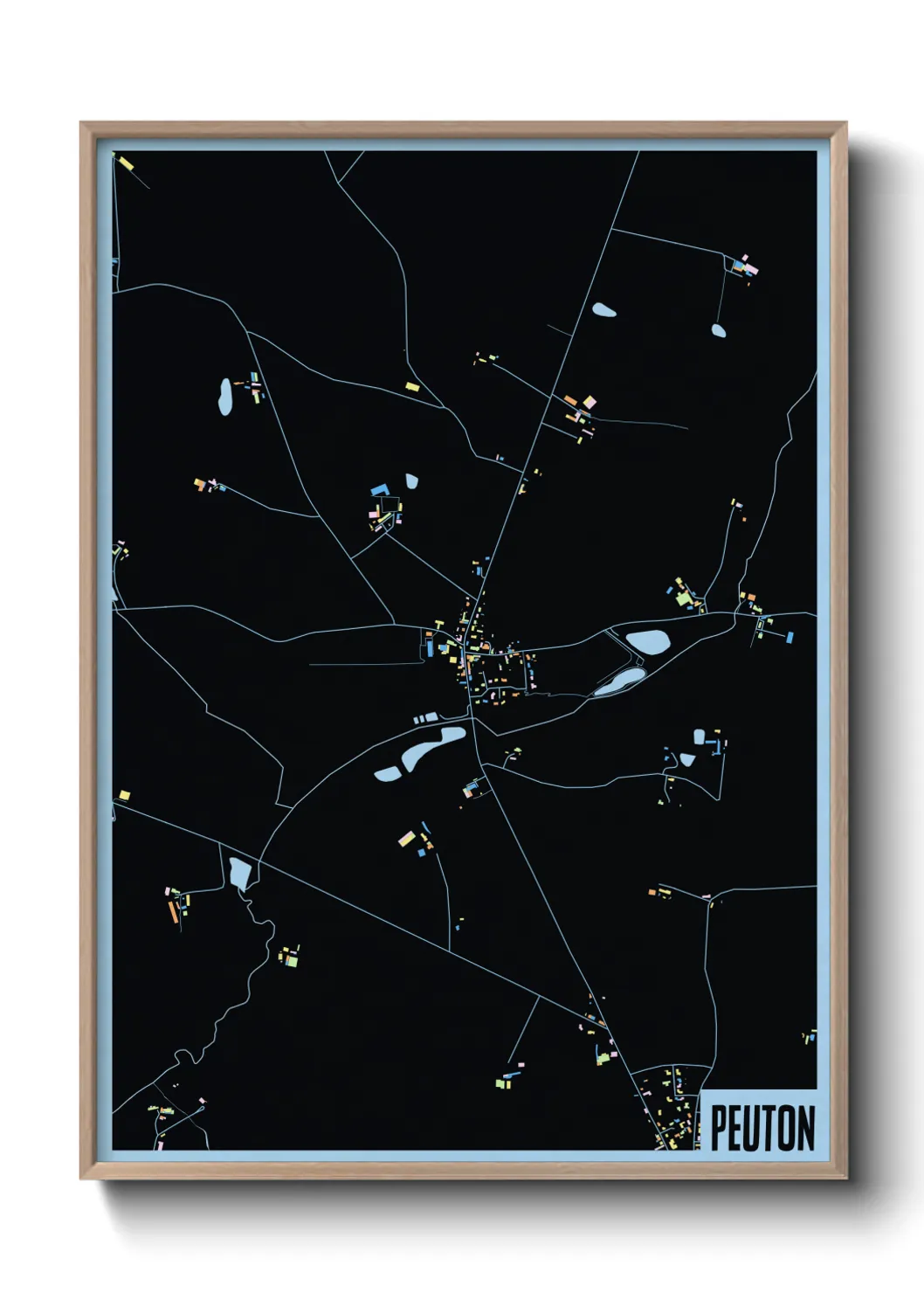 Une affiche de carte sur Peuton