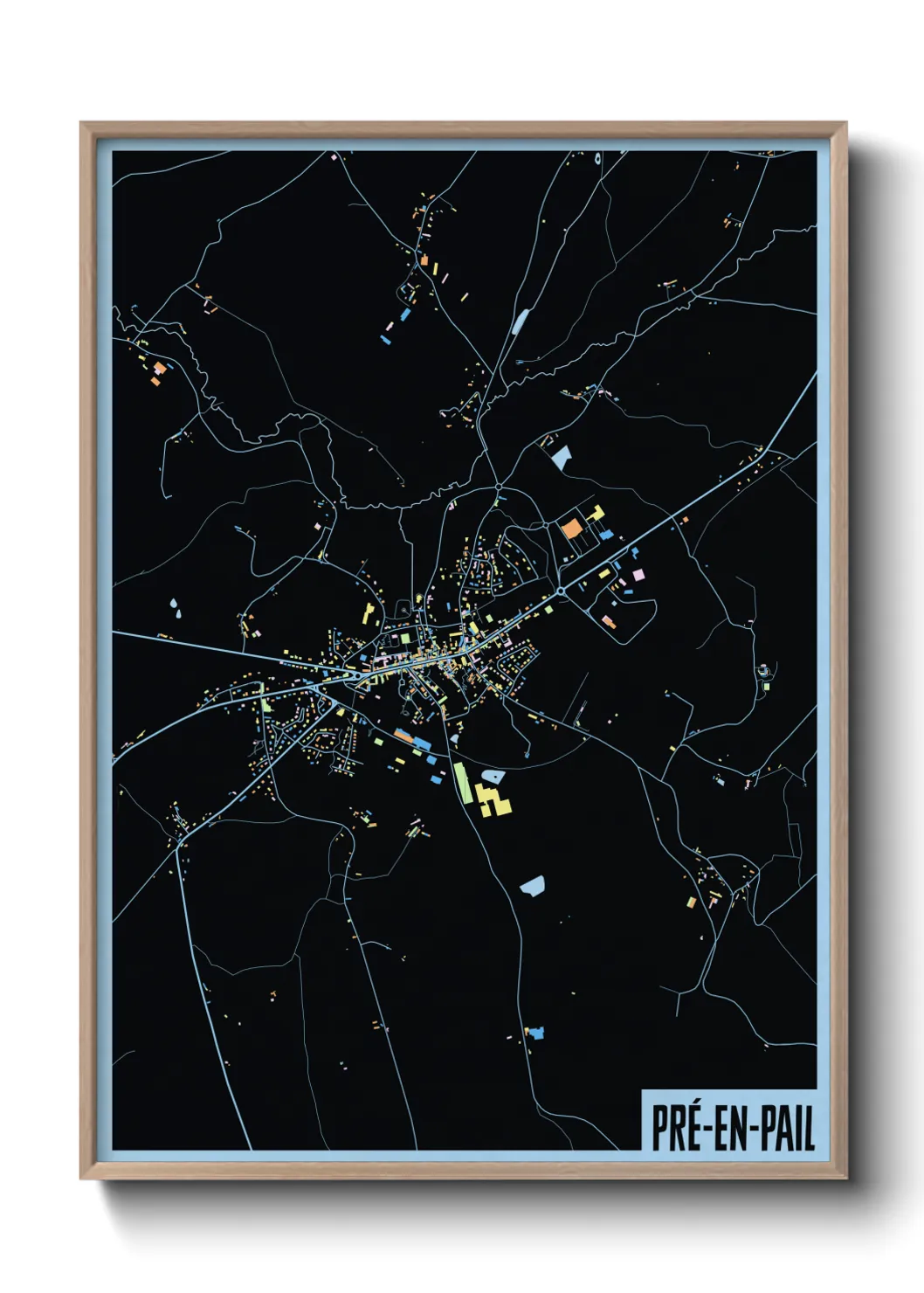 Une affiche de carte sur Pré-en-Pail