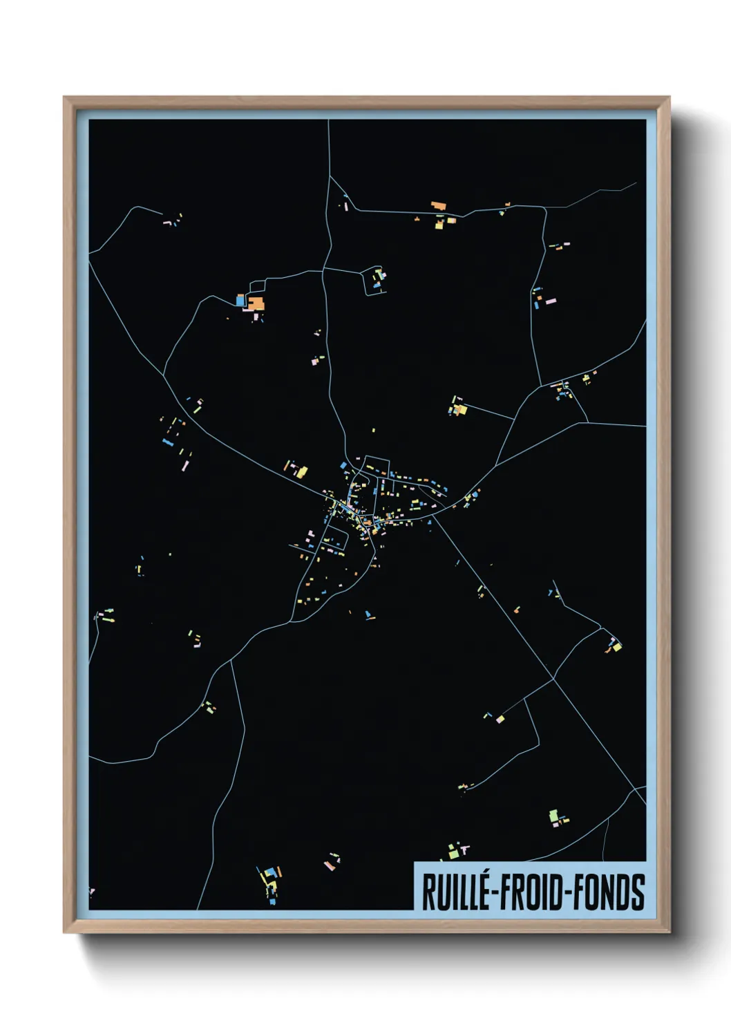 Une affiche de carte sur Ruillé-Froid-Fonds