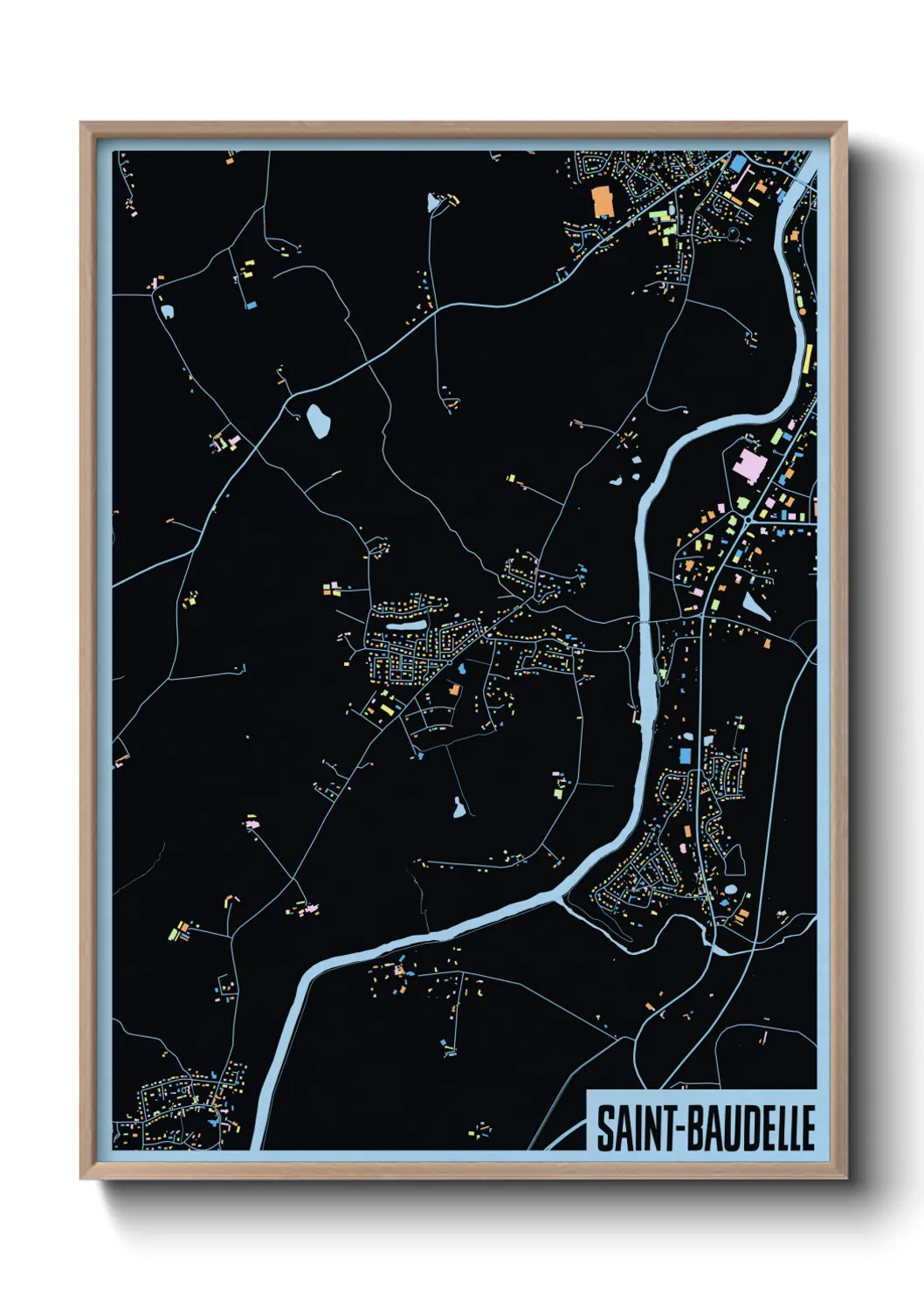 Une affiche de carte sur Saint-Baudelle