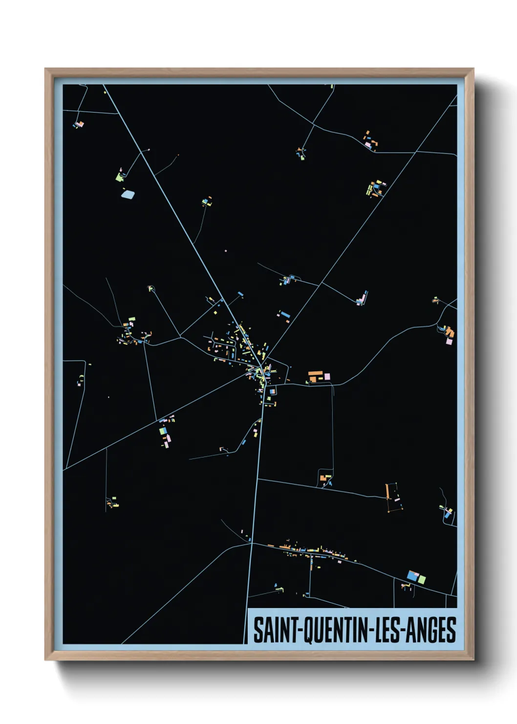 Une affiche de carte sur Saint-Quentin-les-Anges