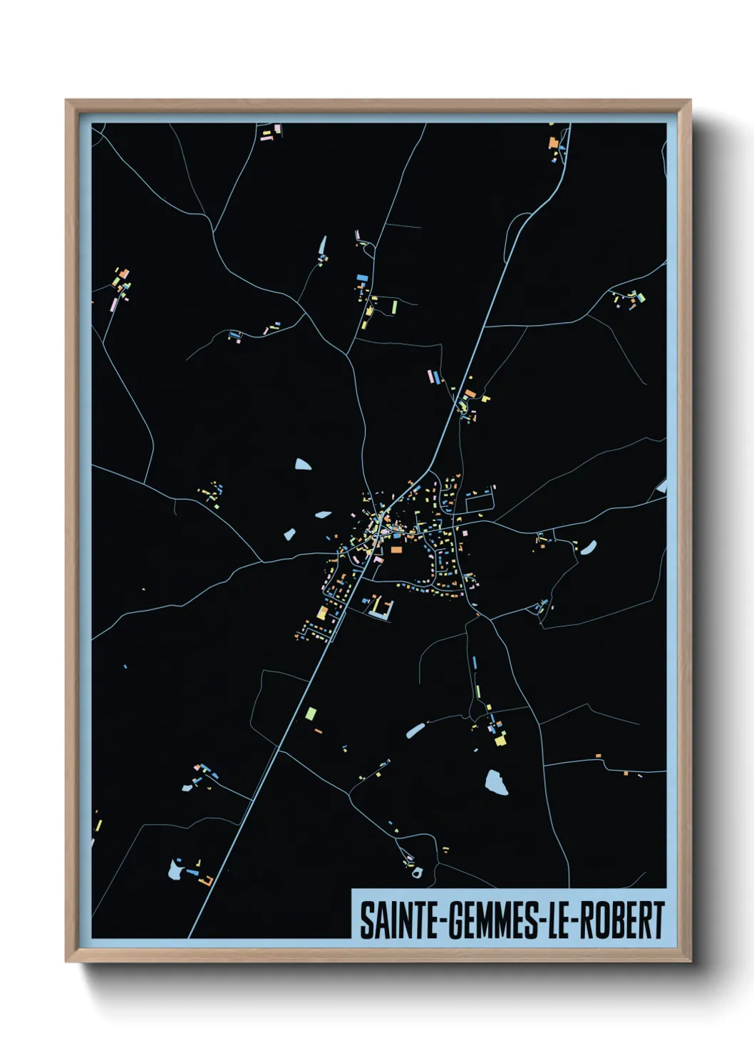 Une affiche de carte sur Sainte-Gemmes-le-Robert