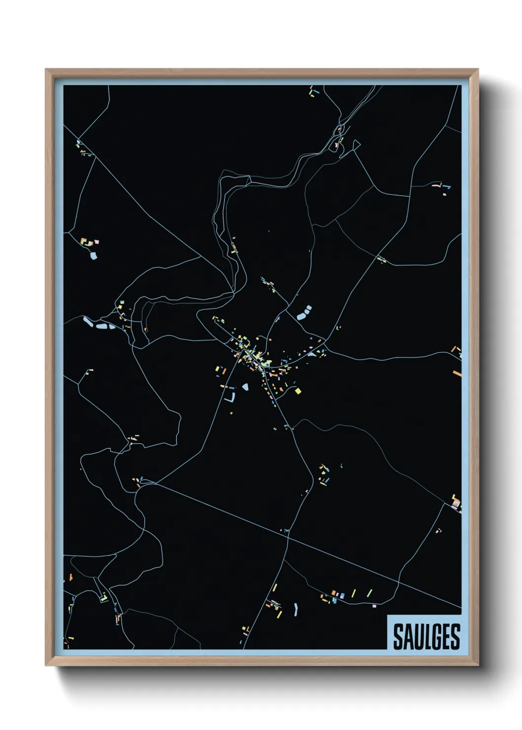 Une affiche de carte sur Saulges