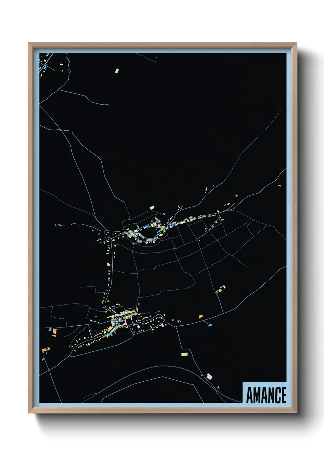 Une affiche de carte sur Amance