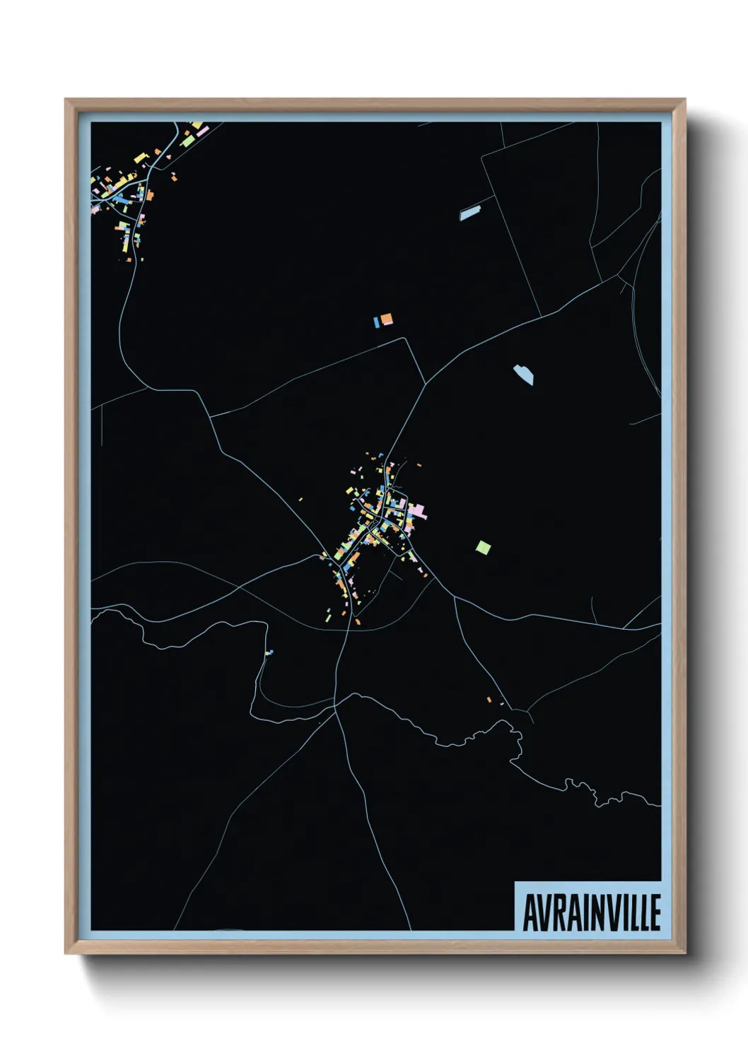 Une affiche de carte sur Avrainville