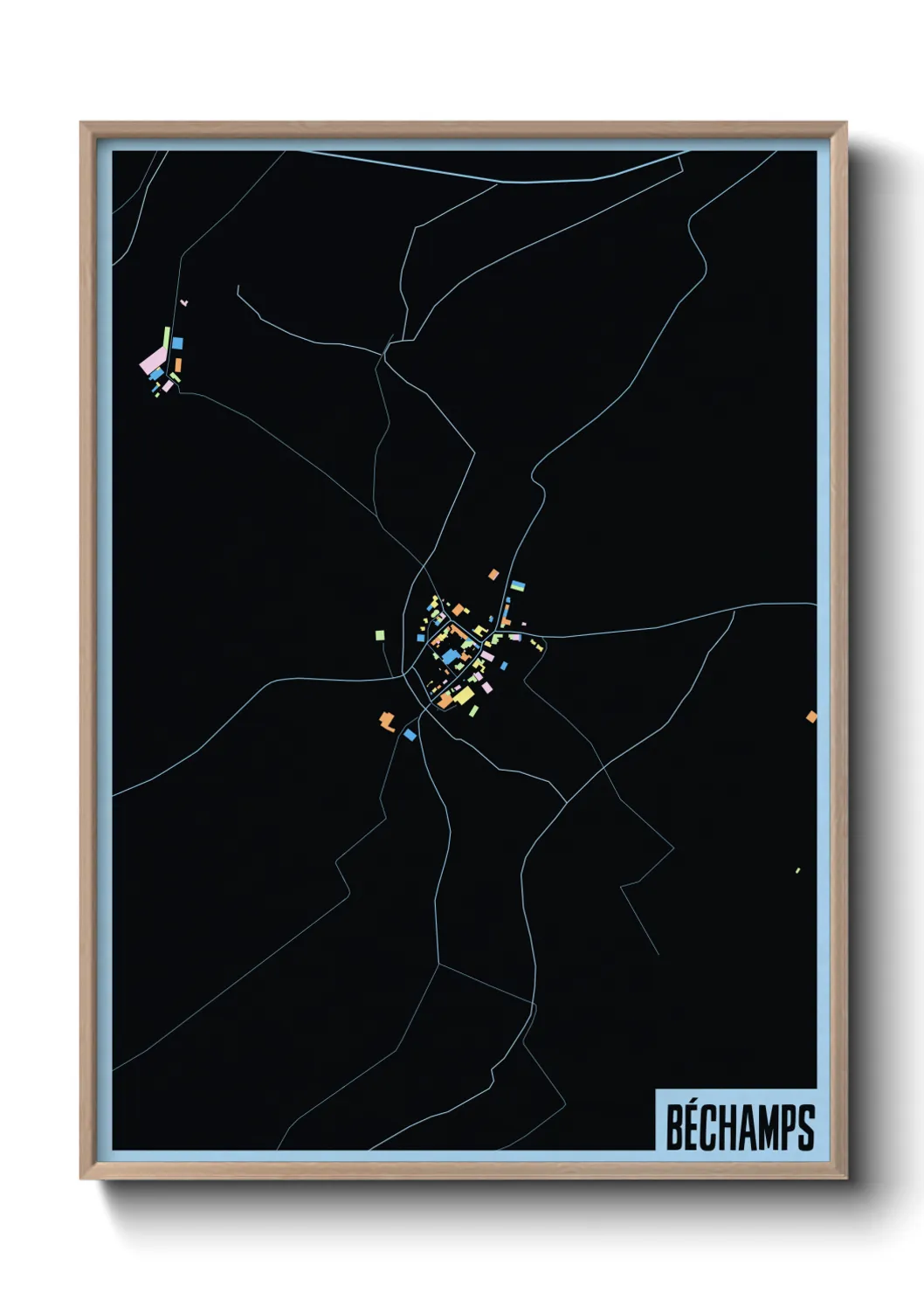 Une affiche de carte sur Béchamps