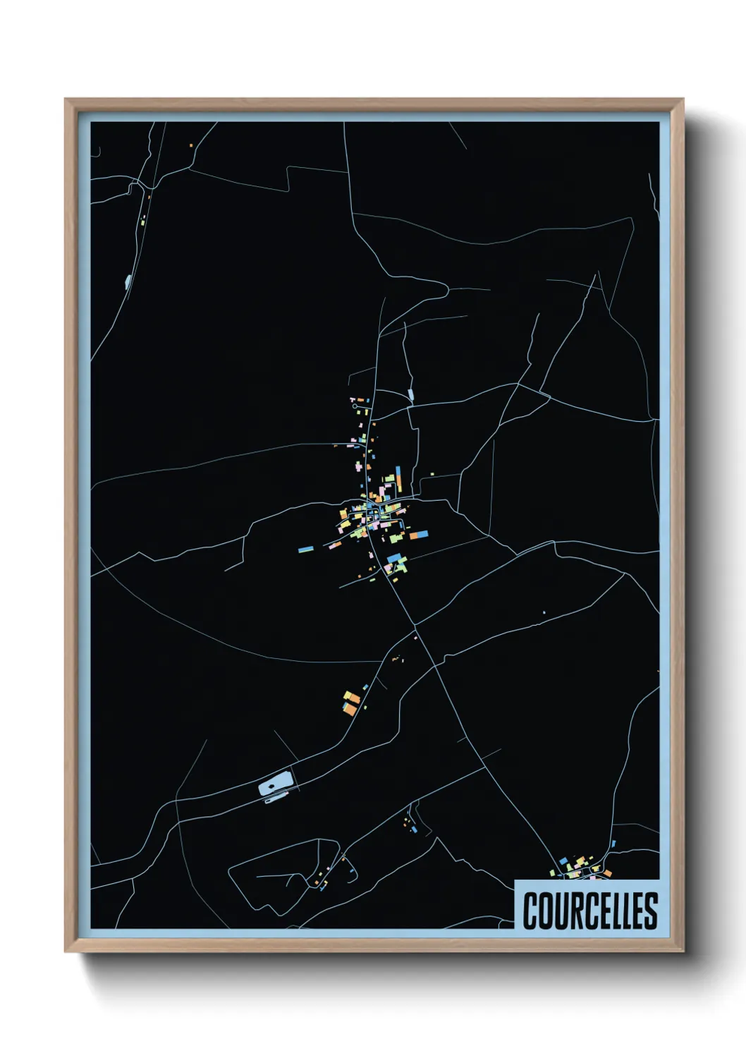 Une affiche de carte sur Courcelles