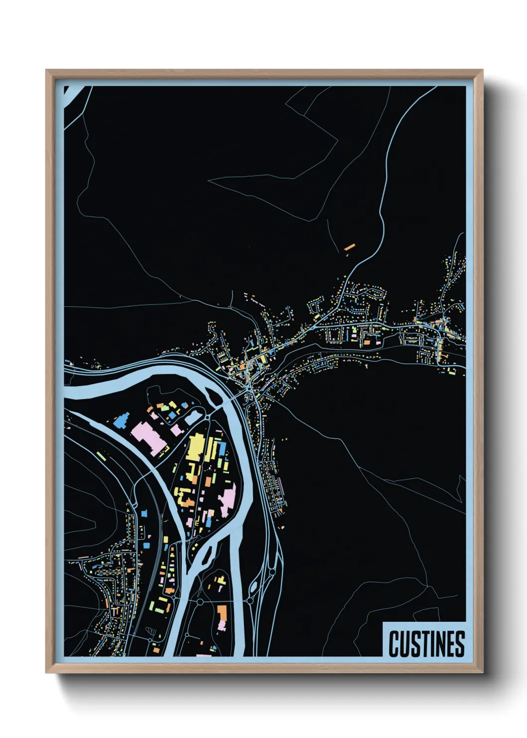 Une affiche de carte sur Custines