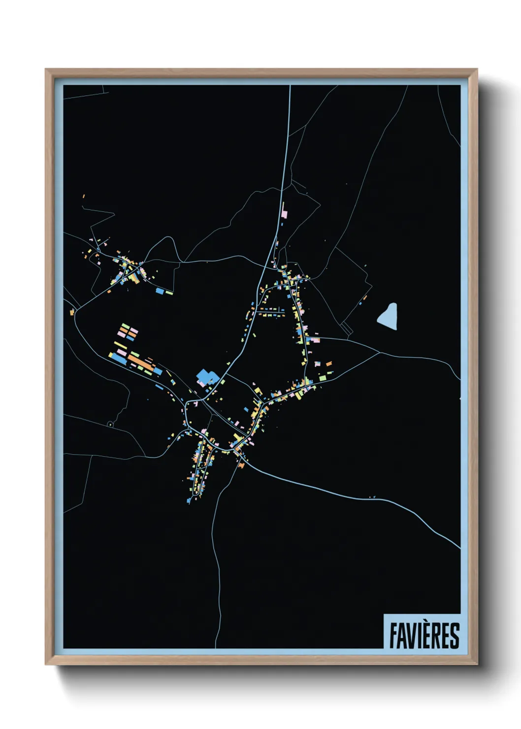 Une affiche de carte sur Favières