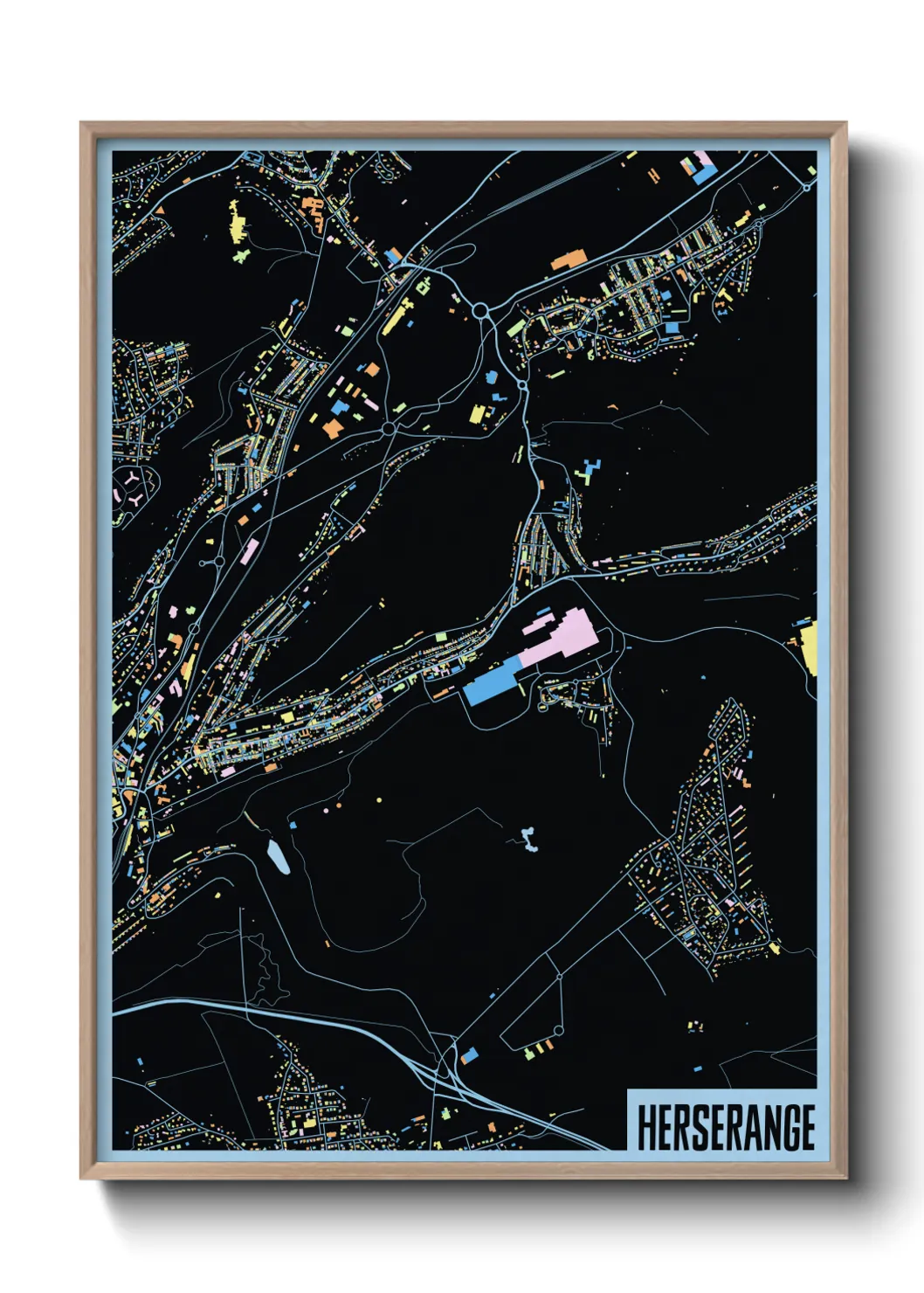 Une affiche de carte sur Herserange