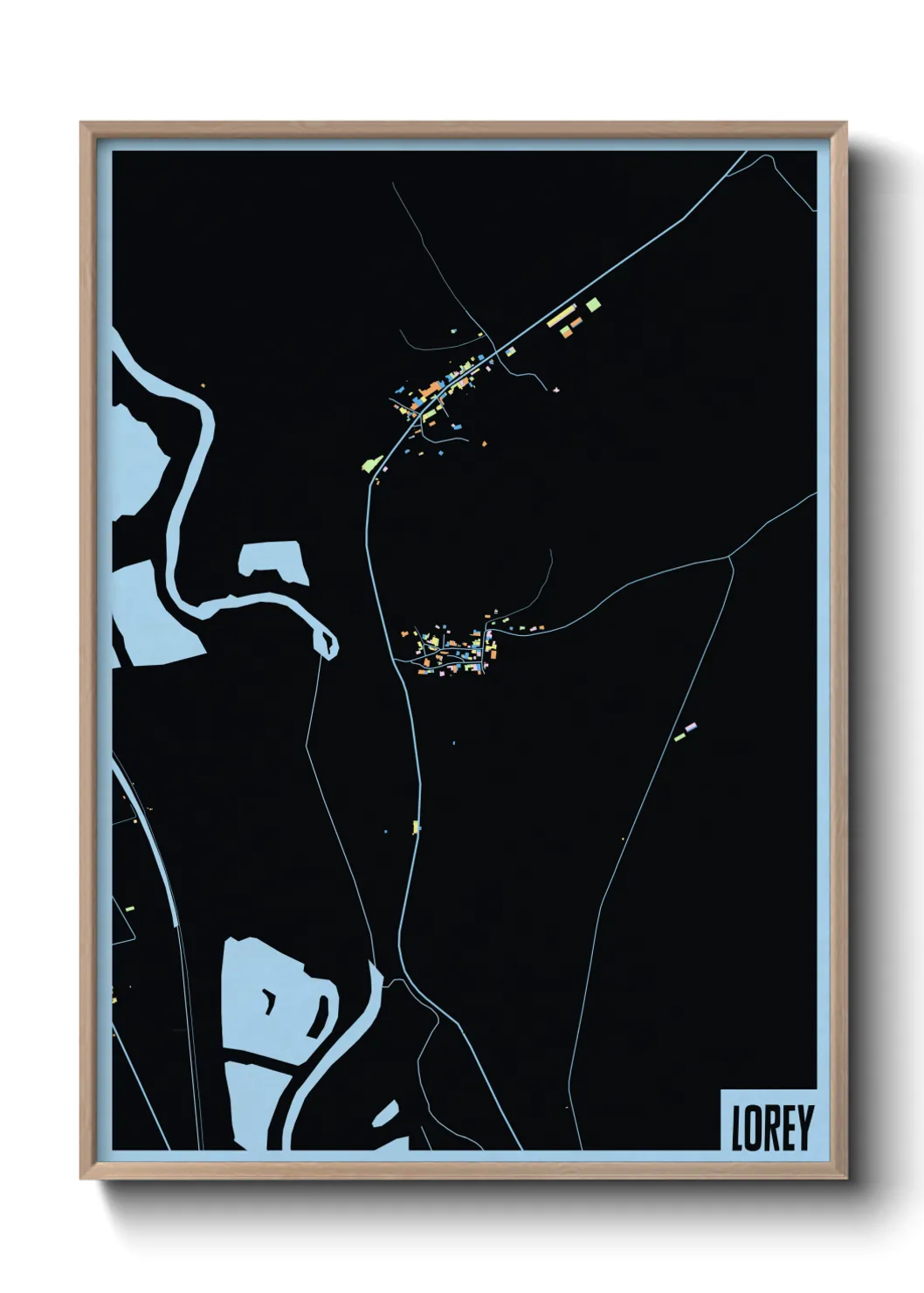 Une affiche de carte sur Lorey