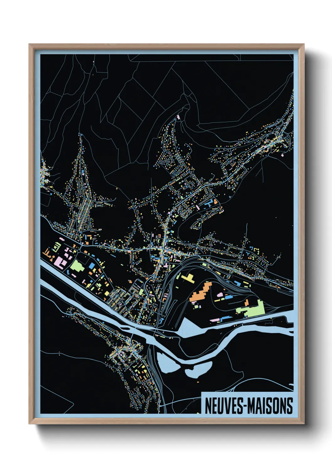 Une affiche de carte sur Neuves-Maisons